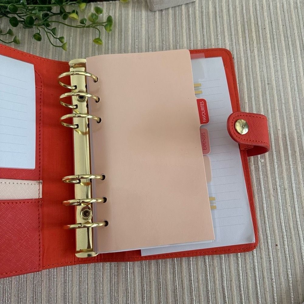 Kikki.K Orange Saffiano Planner Organizer 6 Ring Binder 7.5” x 5.5” - Picture 6 of 12